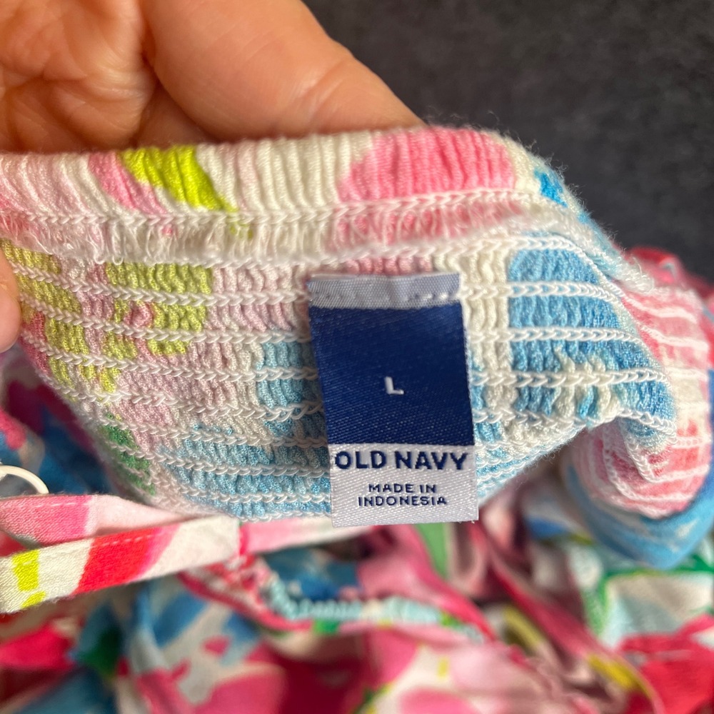 ⭐️3 for $30 Old Navy Floral Midi Summer/Spring Pink Blue Dress Sweetheart Neck L - Picture 10 of 11